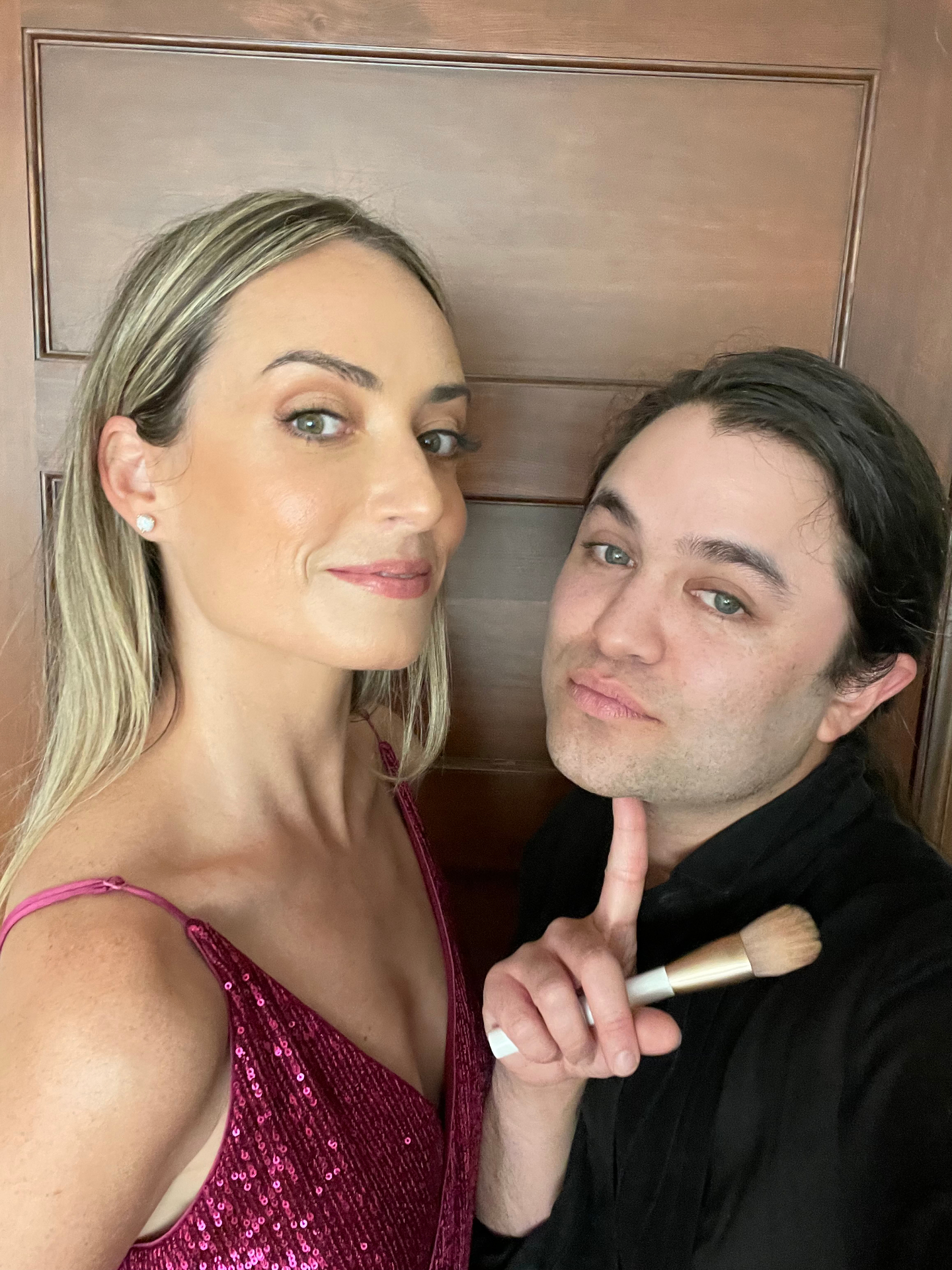 Carwin Brice with client — evening glam